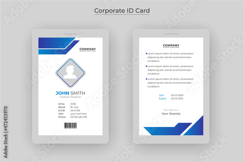 Creative corporate business Modern Id card For employee. Multipurpose id card template	