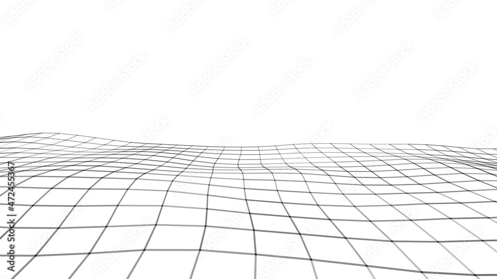 Abstract perspective grid. Digital retro background. Wireframe cyber landscape on white background. 3d rendering. Abstract perspective grid. Digital retro background. Wireframe cyber landscape on white background. 3d rendering.