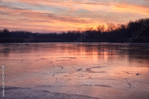 Frozen lake surface