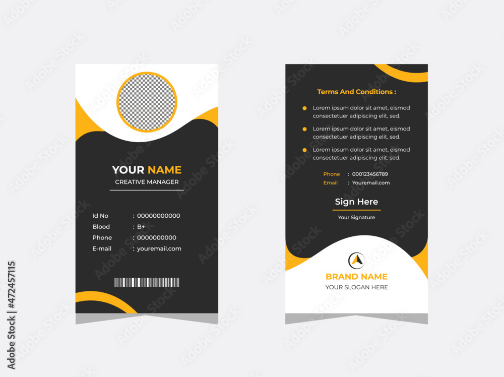 Corporate office id card template design with image