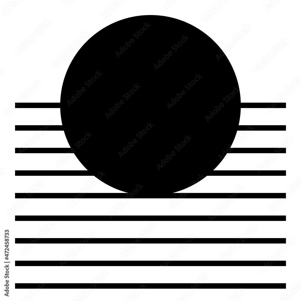 Mid Century Modern Black And White Geometric Element. Black And White