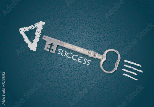key success Rocket icon symbol chalkboard word tex