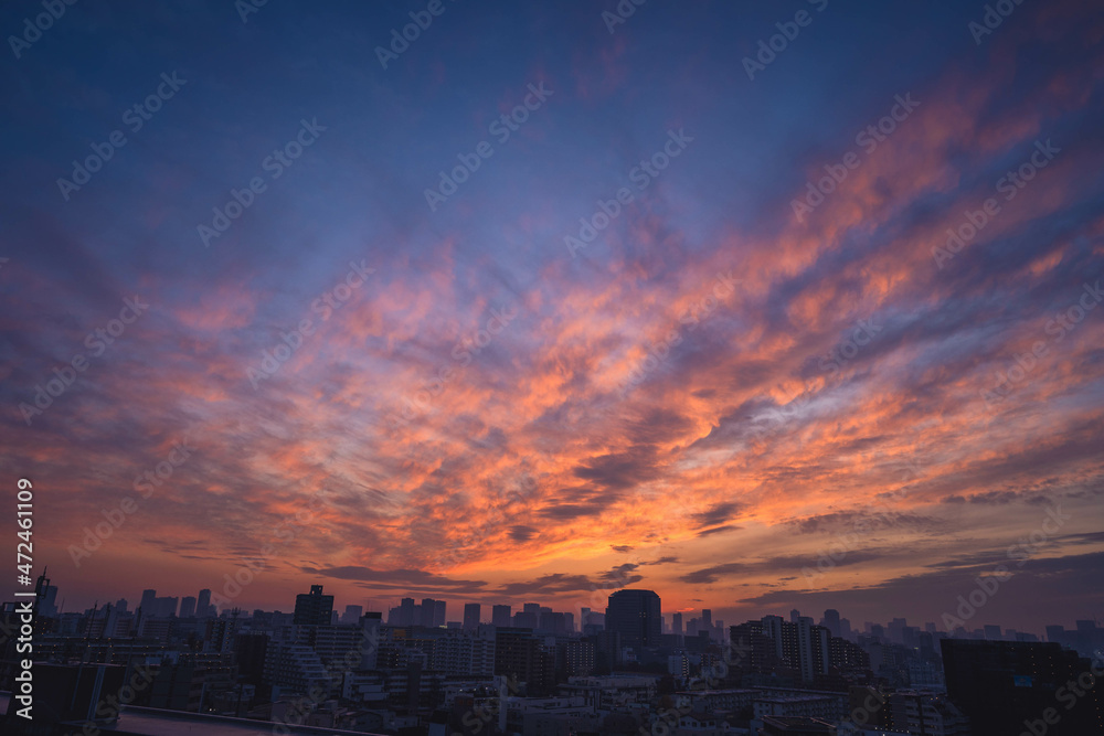 東京下町江東区から見るある日の夕焼け