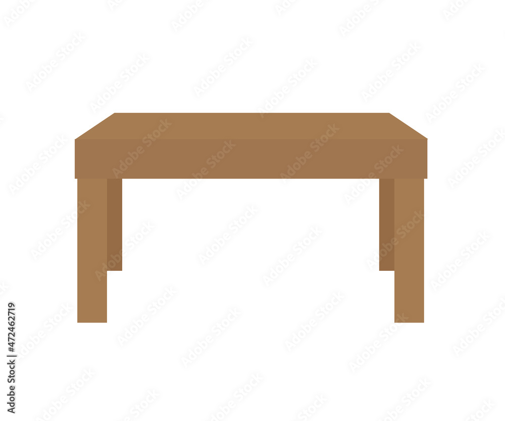 Wooden table on a white background. Symbol. Vector illustration.
