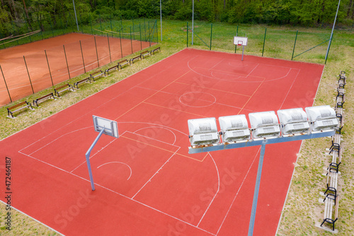 Basketball court, Top view of court and baseline, template for t
