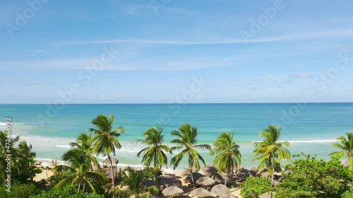 Wallpaper Mural The pristine and exotic look of the wild Macau beach in the Dominican Republic. A clean coastline with white sand and turquoise waves. Coconut palms line the beach area. Torontodigital.ca