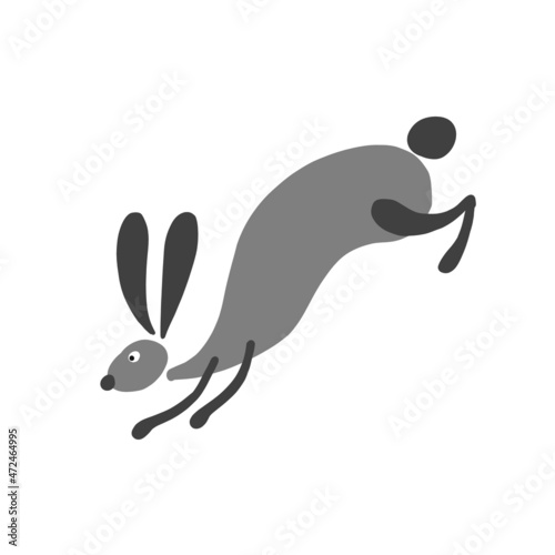 Funny Art Rabbit isolated on white for your design