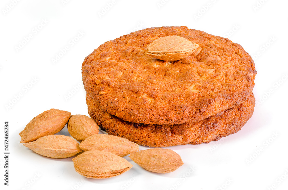 Cookies and grain almond on white background Cookies and grain almond on white background