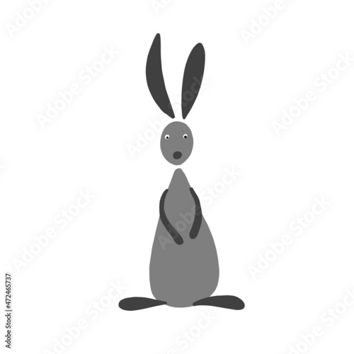 Funny Art Rabbit isolated on white for your design