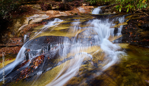 Small waterfall along Cove Creek in Brevard North Carolina, USA.