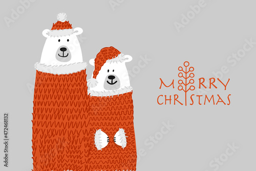 Christmas card with santa bear for your design