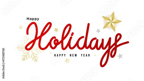 Happy Holiday and happy new year  ,for content online or banner for your website and template, Simple cartoon flat style. illustration Vector EPS 10