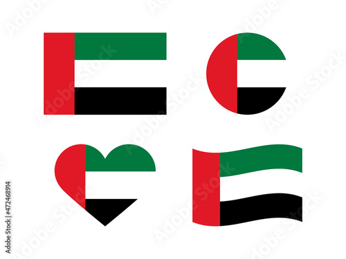 Free Download United Arab Emirates flag icon set vector. UAE flag different shapes icons isolated on a white background - GFXLoad