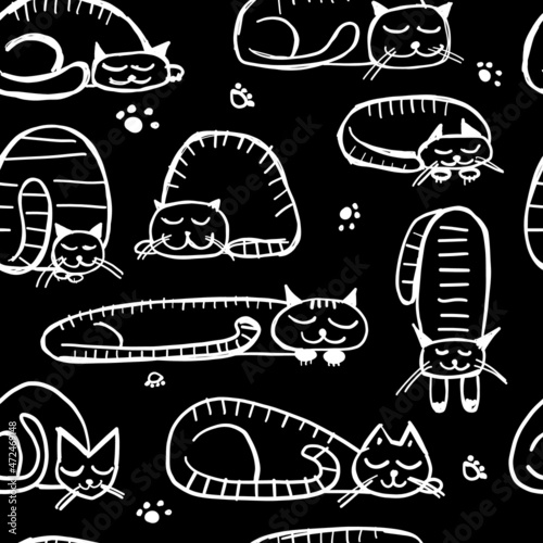 Sleeping cats, seamless pattern for your design