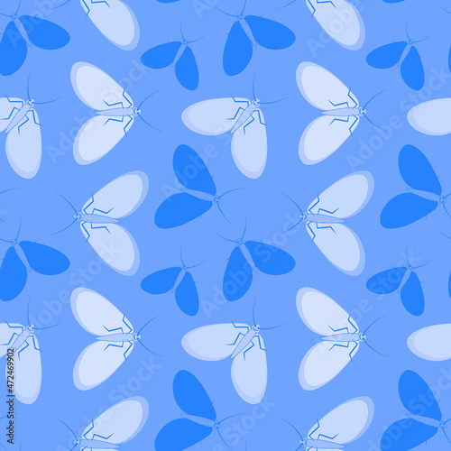 Seamless pattern - stylized moths - graphics. Summer, insects, unbearable ease of life. Wallpapers, textiles, packaging