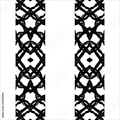 Black-White Abstract Motifs Pattern. Decoration  for Interior, Exterior, Carpet, Textile, Garment, Cloth, Silk, Tile, Plastic, Paper, Wrapping, Wallpaper, Pillow, Sofa, Henna, Background, Ect