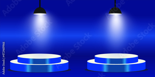 background for photo with blue podium presentation