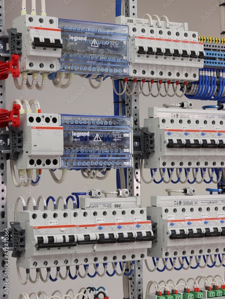 ABB contactor, Legrand phase distributor, ABB circuit breakers in the