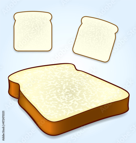 white bread slice icons top and isometric views
