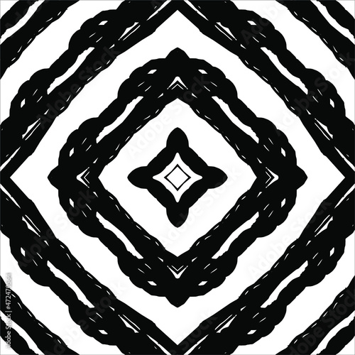 Black-White Abstract Motifs Pattern. Decoration  for Interior, Exterior, Carpet, Textile, Garment, Cloth, Silk, Tile, Plastic, Paper, Wrapping, Wallpaper, Pillow, Sofa, Henna, Background, Ect