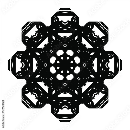 Black-White Abstract Motifs Pattern. Decoration  for Interior, Exterior, Carpet, Textile, Garment, Cloth, Silk, Tile, Plastic, Paper, Wrapping, Wallpaper, Pillow, Sofa, Henna, Background, Ect