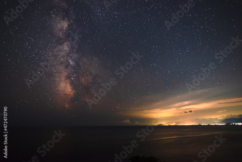 The Milky Way in the starry sky over the sea