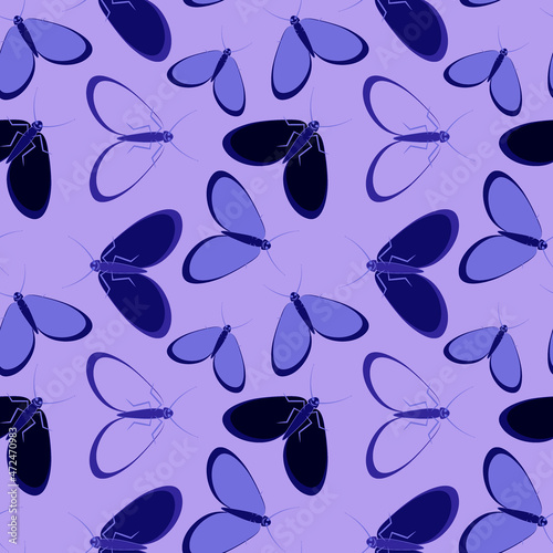 Seamless pattern - stylized moths - graphics. Summer, insects, unbearable ease of life. Wallpapers, textiles, packaging