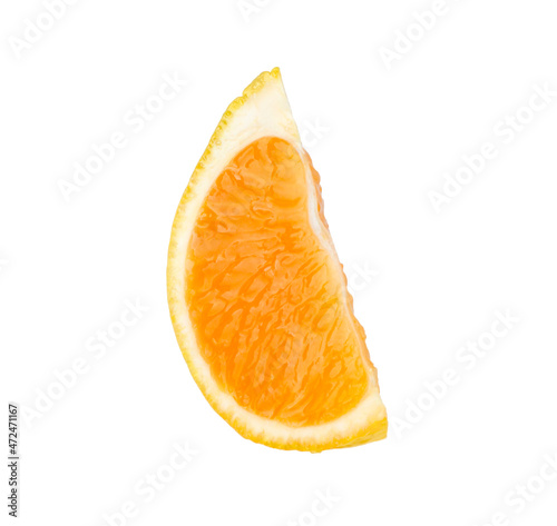 Tangerine slice isolated on white background. Citrus fruit.
