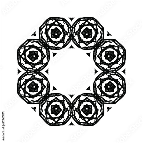 Black-White Abstract Motifs Pattern. Decoration  for Interior, Exterior, Carpet, Textile, Garment, Cloth, Silk, Tile, Plastic, Paper, Wrapping, Wallpaper, Pillow, Sofa, Henna, Background, Ect