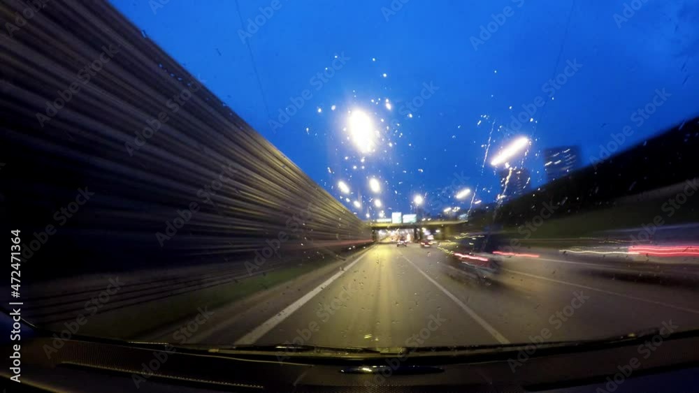 Timelaps through front window of car dawn Timelaps through front window of car dawn