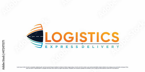 Logistics logo design template with unique concept Premium Vector