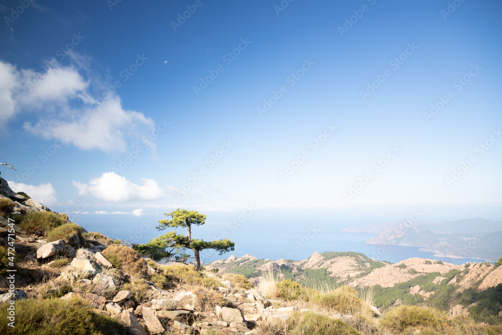 Panorama depuis la randonnée du Capu di u Vitullu en Corse Panorama depuis la randonnée du Capu di u Vitullu en Corse