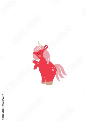 Cute pink unicorn  icon unicorn