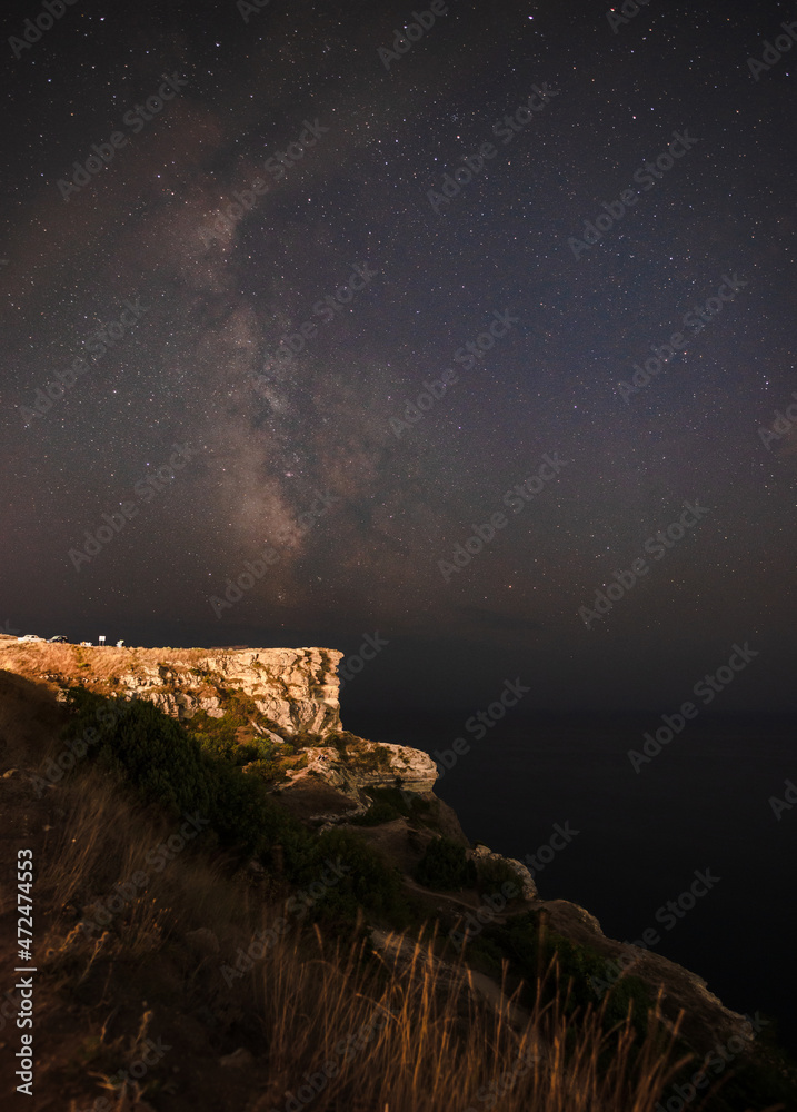 Cape fiolent on the background of the Milky Way on a summer night
