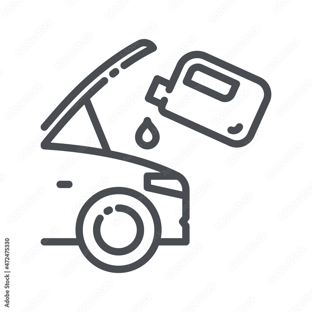 Vector line icon of a car and oil change symbol isolated Vector line icon of a car and oil change symbol isolated