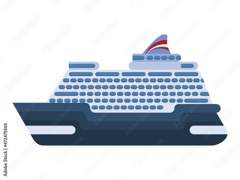 ship steamer transport sea voyage cruise. flat new