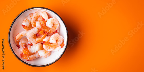 shrimp food boiled prawns seafood meal shrimps snack on the table copy space food background rustic photo