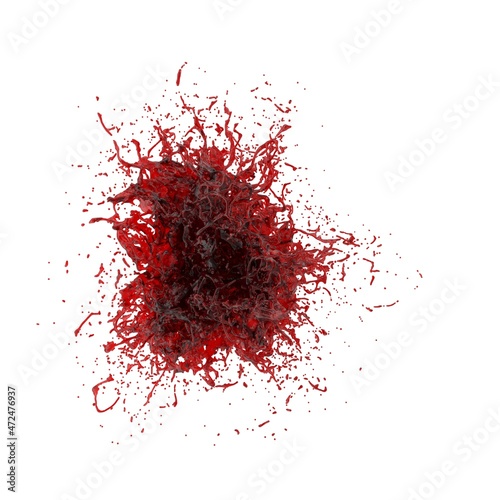 3D illustration of realistic blood splash 