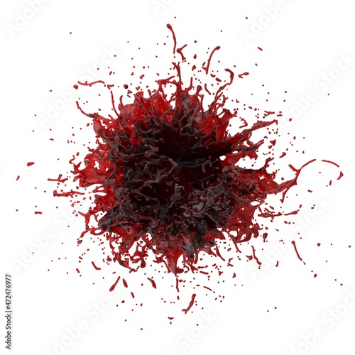 3D illustration of realistic blood splash 