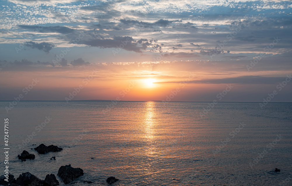 Sea sunset. Beautiful sunset over the sea.