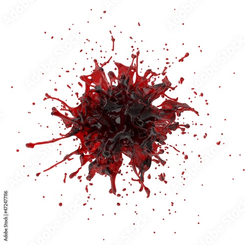 3D illustration of realistic blood splash 