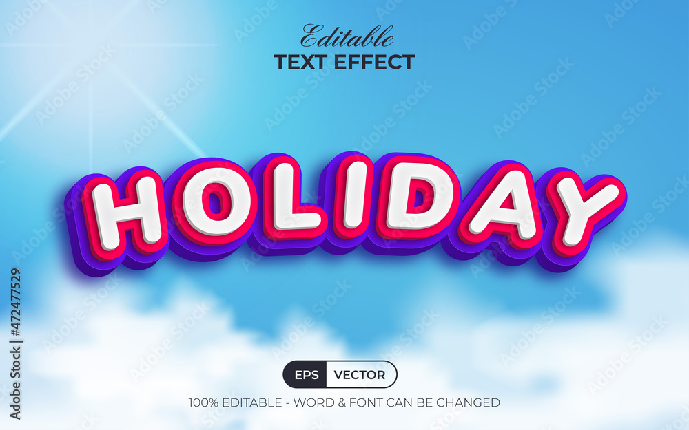 Holiday text effect style. Editable text effect with realistic cloud theme.