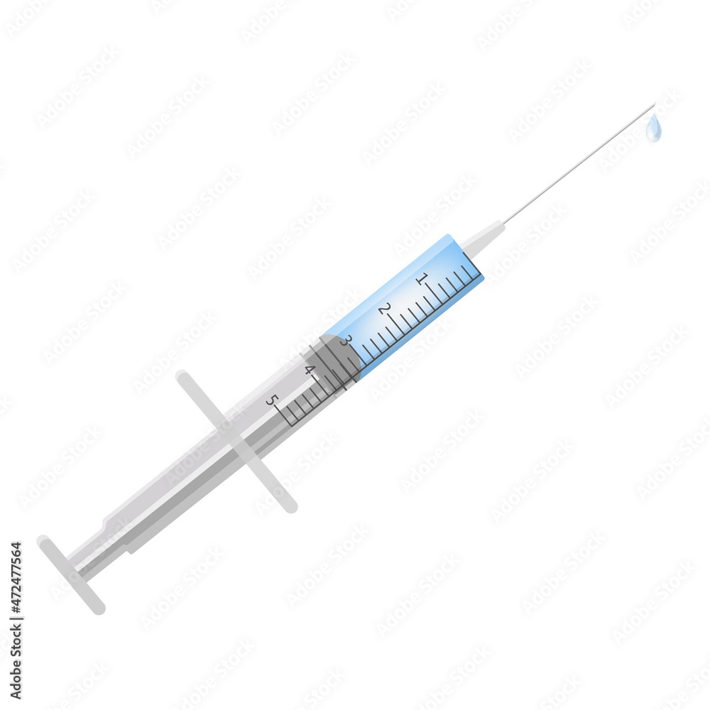 Syringe isolated on white background. Vaccination. Vector illustration. Syringe isolated on white background. Vaccination. Vector illustration.