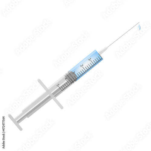 Syringe isolated on white background. Vaccination. Vector illustration.