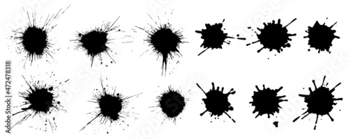 Set of beautiful grunge blots  splats. Paint splashes. Vector illustration.