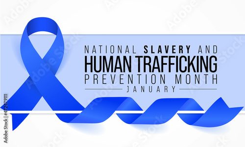 National Slavery and human trafficking prevention month is observed every year in January, to raising awareness about the different forms of human trafficking, also known as modern slavery. Vector art