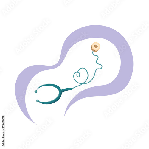 Vector medical logo phonendoscope with heart