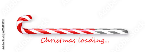 Candy cane Christmas loading bar on white background.