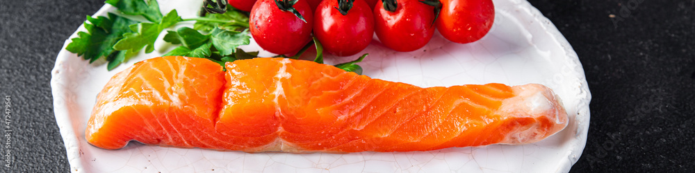 salmon raw food fish red slice seafood meal diet snack on the table copy space food background 