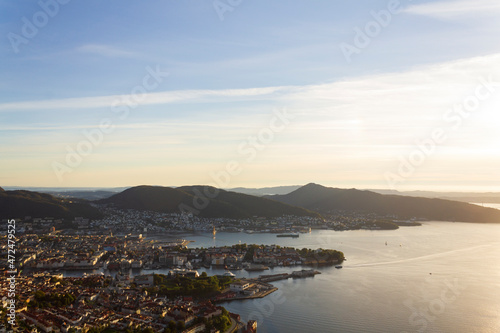 Aerial view of Bergen city in Norway photo